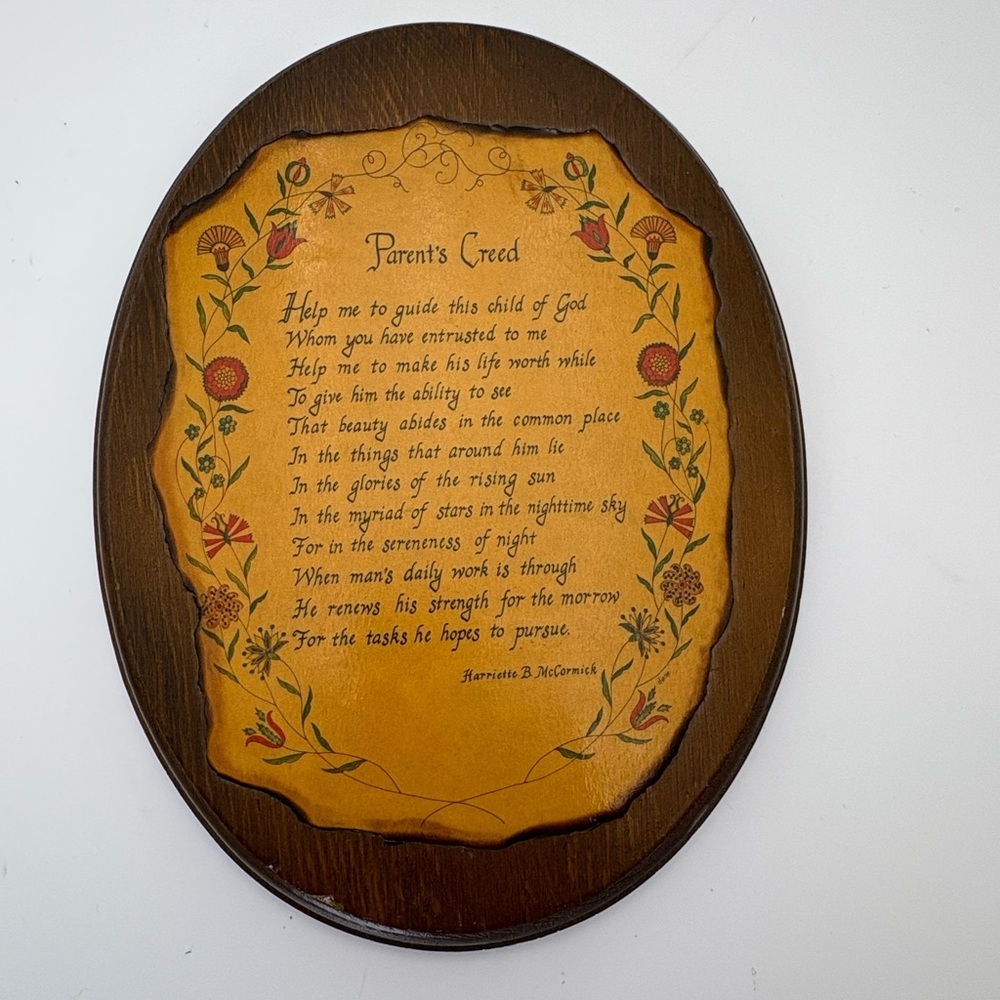 Decorative Wooden Plaque with Parent's Creed
